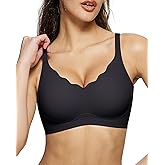 LetsJoli Wireless Seamless Bras for Women No Underwire Push Up Scalloped V Neck Full Coverage Support Bralettes Everyday Bras