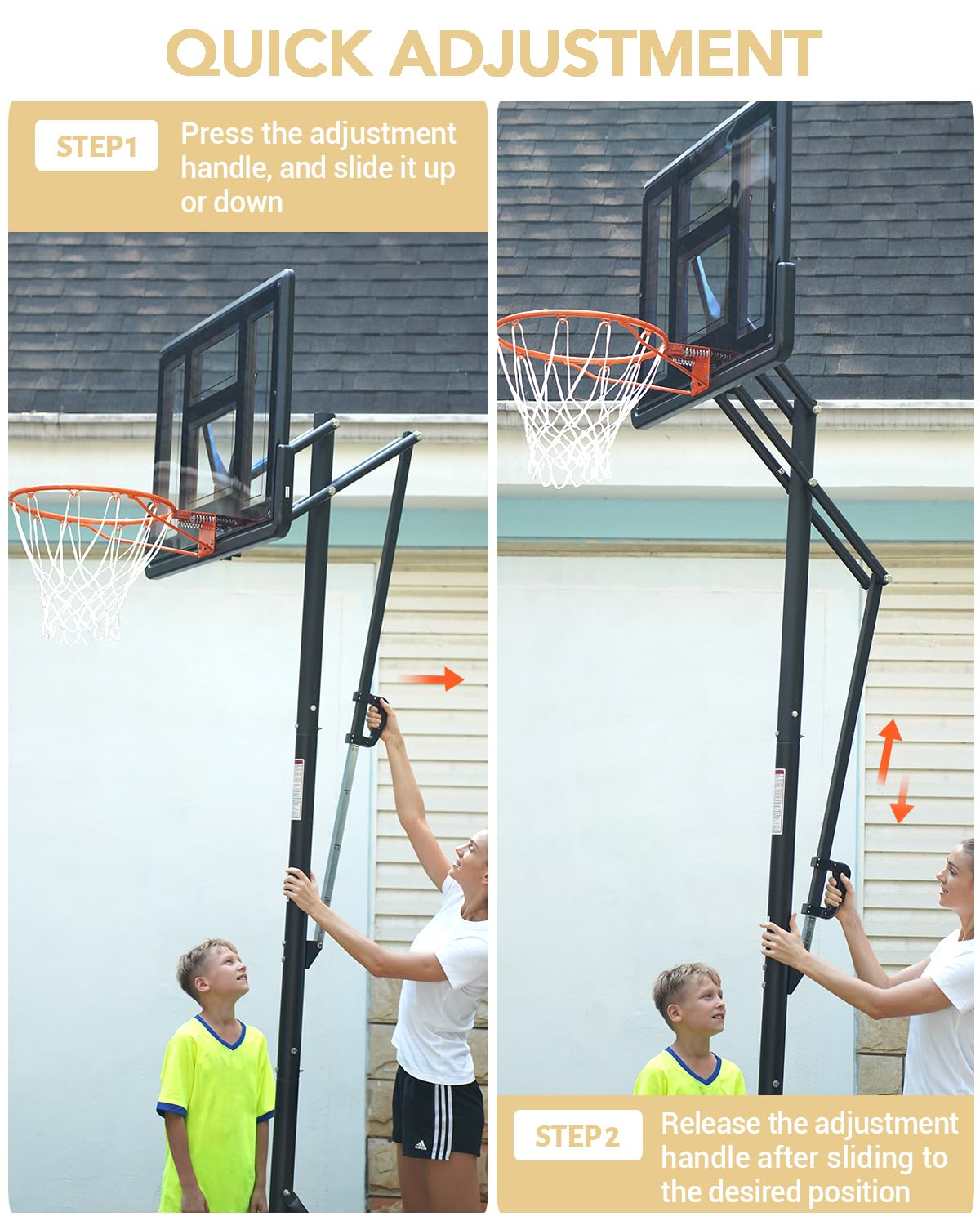 WIN.MAX Portable Basketball Hoop Quickly Height Adjusted 4.910ft