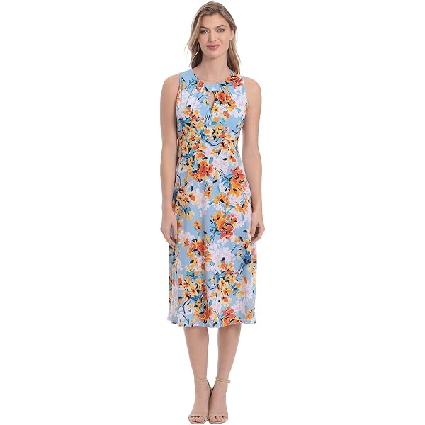 chinese dress ladies Hawaii Hangover Women's Vintage Fit and Flare Dress in Flowering Koi Blue S  at Amazon Women's Clothing store