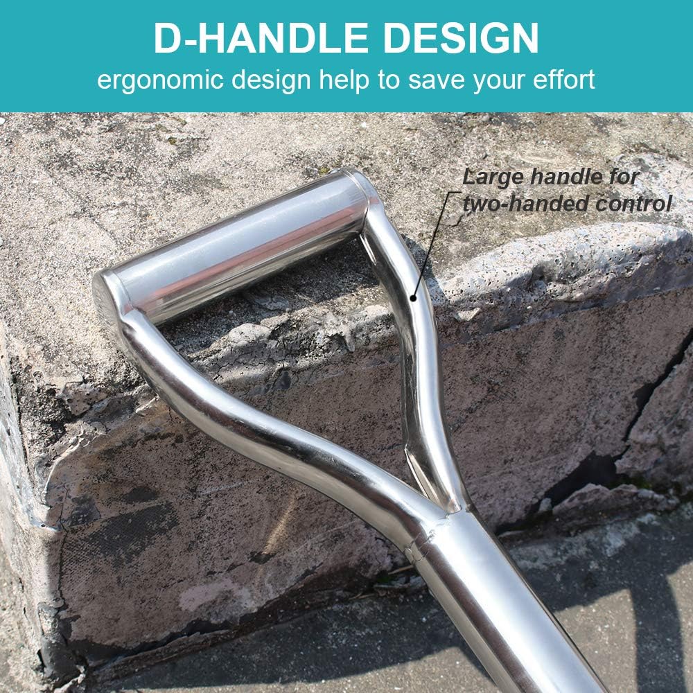 LUBAN Heavy Duty Garden Spade Shovel for Digging, D Handle Square Flat Shovels for Gardening, 31.5-Inch All Stainless Steel Made : Garden & Outdoor