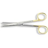 Cynamed TC Mayo Dissecting Scissors with Tungsten Carbide Inserts and Gold Rings - Long, Thick Precision Shears - Medical Grade Premium Quality Stainless Steel (6.75 in, Straight Blades)