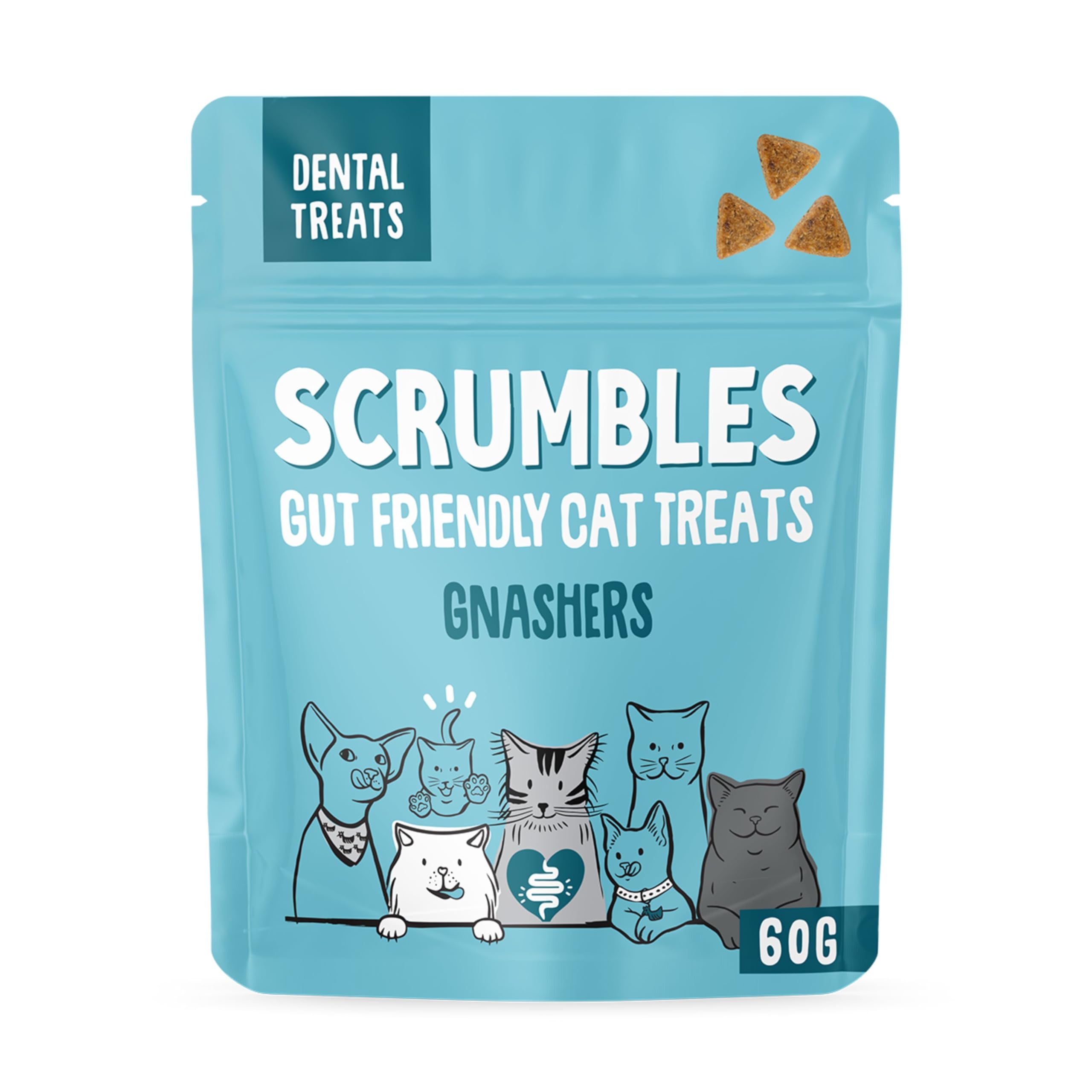 Scrumbles Gnashers for Cats, Chicken Dental Bites, 8 x 60g