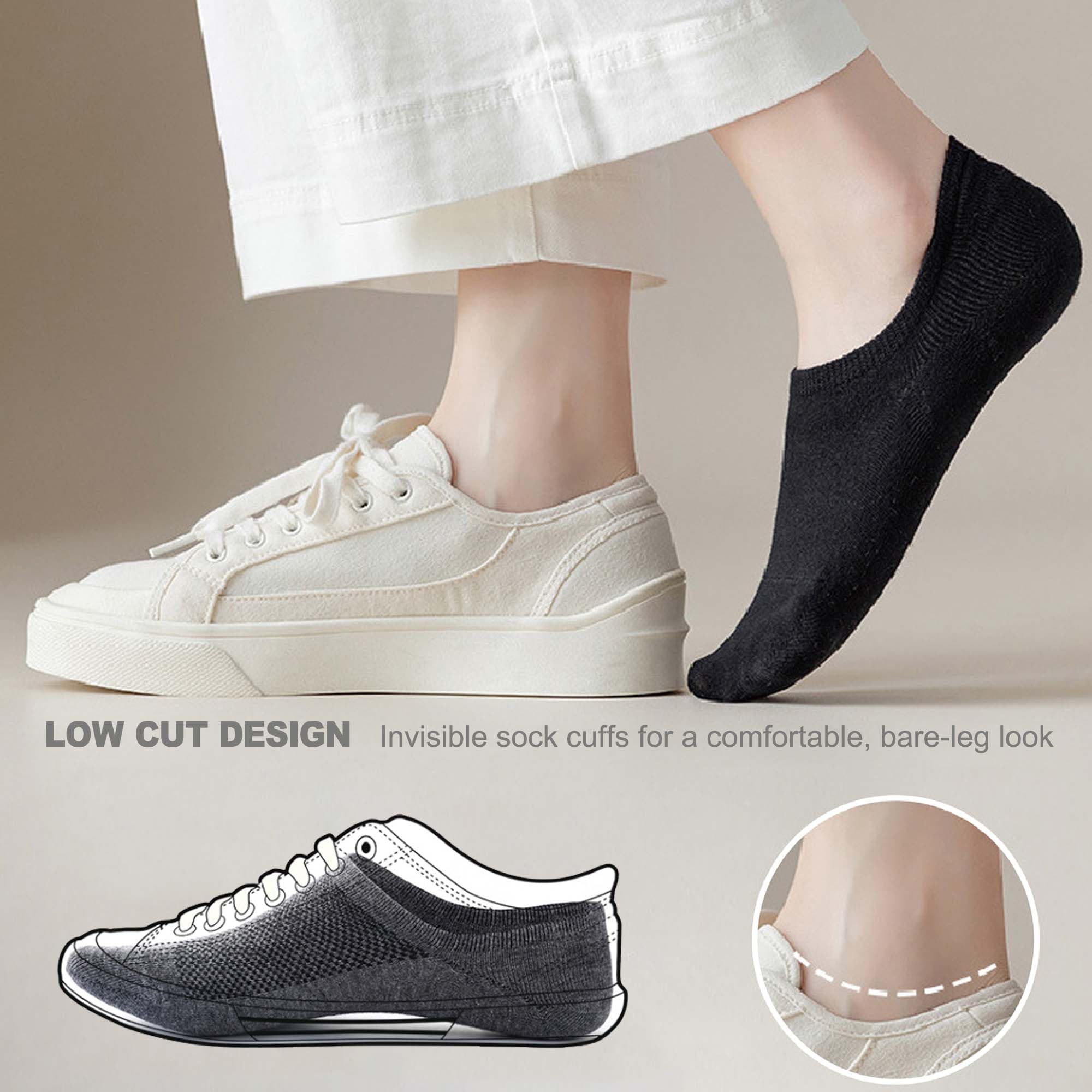 ShiChextasy No Show Socks for Womens-6 Pairs,Invisible Low Cut Ankle Socks,Non-Slip for Casual and Dressy Wear-Soft Breathable