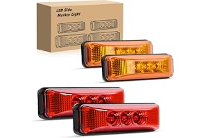 Nilight 4PCS 3.9 Inch Amber Red LED Side Marker Lights for Trailer Truck | 3 LED 12V Clearance indicator lamps front rear waterproof sealed surface mount lights for RV Camper Boat Bus
