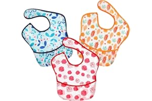 PandaEar 3 Pack Super Light Weight Baby Bib, Waterproof, Washable, Stain Oil and Odor Resistant 5-36 Months