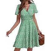 MixShe Sundresses for Women 2025 Floral Summer Elegant Beach Classy Fashion Casual Outfit Plus Size Mint Floral Medium