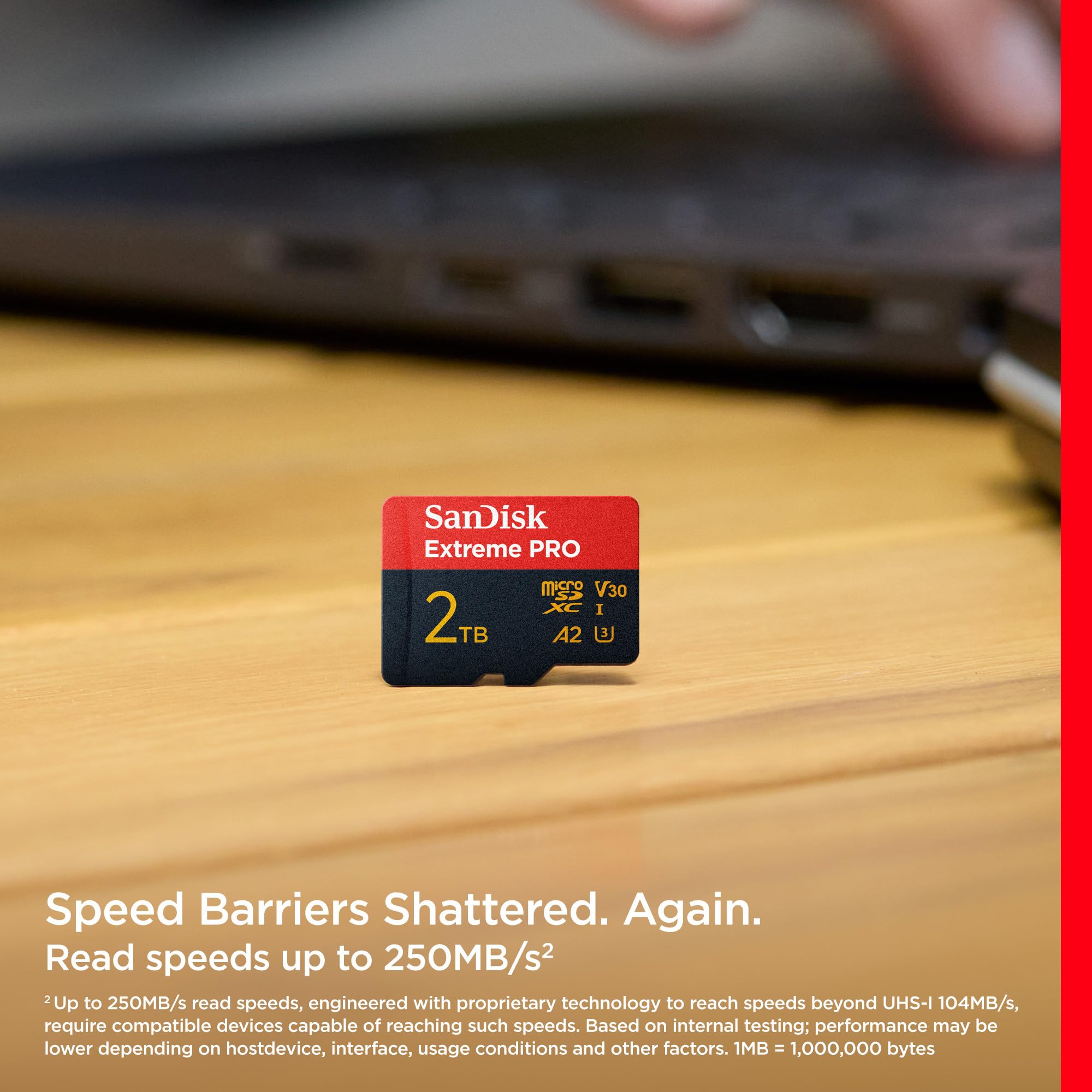 SanDisk 2TB Extreme PRO microSDXC™ UHS-I Card, Up to 250MB/s Read Speed; Up to 150MB/s Write Speed, SDSQXCD-2T00-GN6MA
