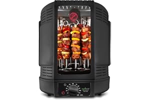 NutriChef Vertical Countertop Rotisserie Oven Roaster, Rotating Shawarma And Kebab Machine with Skewer and Rack, Basket Tower