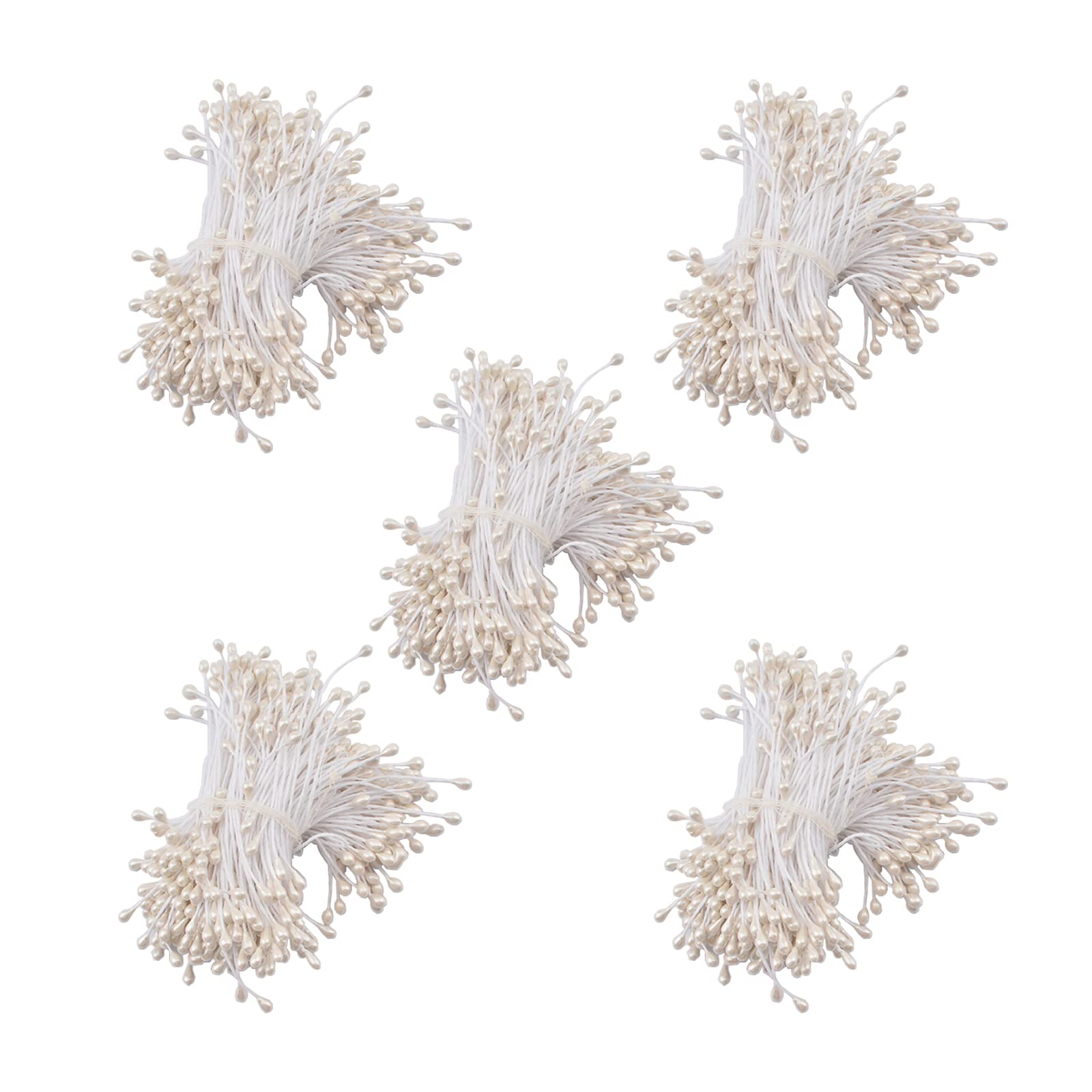 URROMA Stamens for Crafts, 1800 Pcs Stamens for Artificial Flowers DIY Wedding Party Home Scrapbook Decoration,White