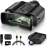 HEXEUM Night Vision Goggles for Adults, 3.99" HD Screen, 10000mAh Rechargeable Night Vision Binoculars with 64GB Card for Hunting Camping Surveillance