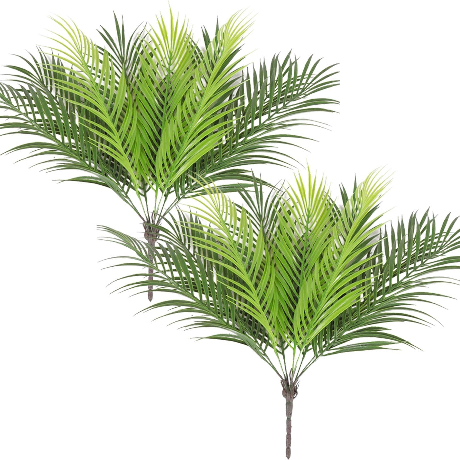 AIVORIUY 2pcs Artificial Tropical Palm Leaf Bushes Faux Green Fronds Plant in Plastic Areca Palm Plant 9 Leaves Palm Tree 50 cm Tall for Tropical Greenery Accent Floral Arrangement Home Wedding Decor