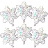 6pcs 18'' Iridescent Snowflake Balloons Frozen Ice Transparent Snow Party Supplies for Winter Theme Snow Balloon Wedding Birthday Baby Shower Party Decoration