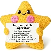 Crochet Star Congratulations Gift, Proud of You &amp; Achievement Keepsake for Coworker &amp; Student Graduation, New Job Promotion Desk Buddy, Motivational Decor for Men Women, Christmas Stocking Stuffer