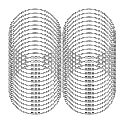 30 pcs Wire Keychains, SENHAI 5.2&amp;amp;quot;  13cm Key Ring 2mm Cable Loops Stainless Steel Gear for Hanging Luggage Tag, Key Rings and ID Tag