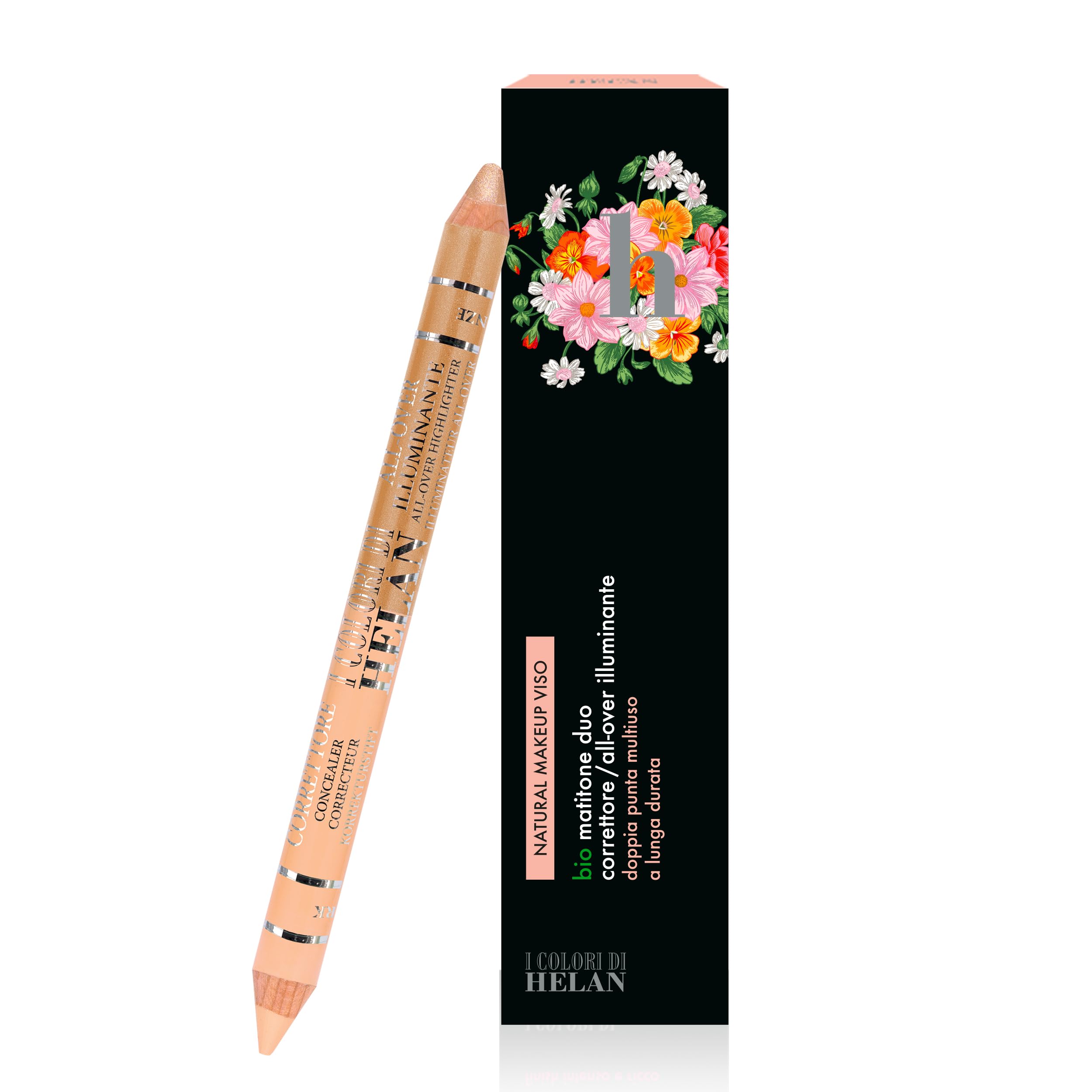 Helan I Colori di Helan - Bio Pencil 2in1 Dark Bronze, Blemish Corrector + Natural Make Up Face Illuminator, Nourishing Soft Double-Edge Pencil with Vitamin E, Long Lasting Make Up Makeup