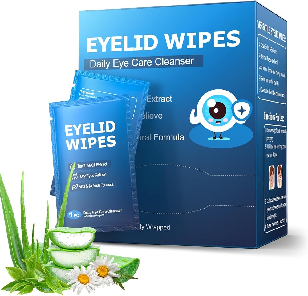 ProCIV 60Pcs Tea Tree Eyelid Wipes for Blepharitis Eyelid Cleaning