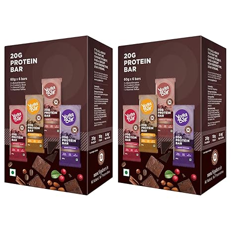 Yogabar 20 gram Protein Bar Variety Box - 6 x 60 g (Pack of 2)