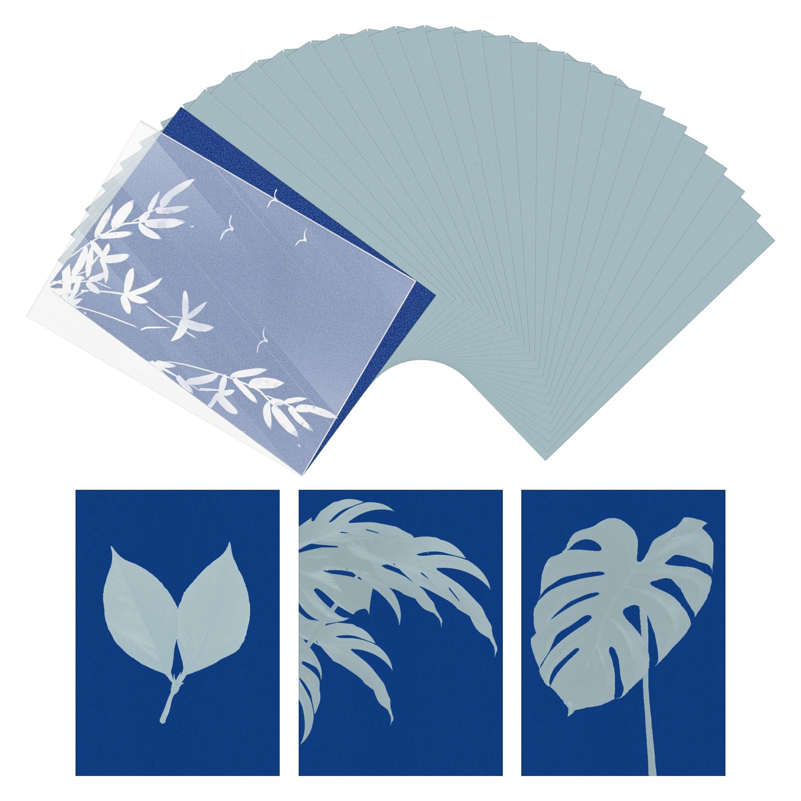 Cyanotype Kit - 24 PCS High Sensitive Sun Print Paper With Acrylic Panel for DIY Project Craft, Solar Light Sensitive Sunprint for Kids and Adults