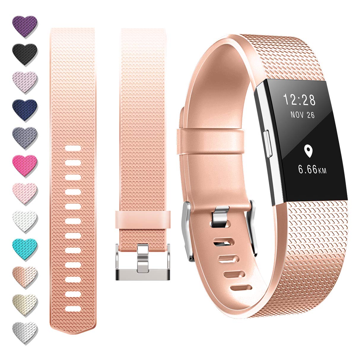 DigiHero For fitbit Charge 2 straps,Replacement strape for Fitbit charge 2 strap (1 Pack), Adjustable Sport Wristbands for Women/Men,Small/Large โ image 1