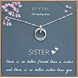 EFYTAL Sister Gift from Sister, 925 Sterling Silver Interlocking Circles Necklace, Sister Birthday Gift, Big Sister Gifts Nec