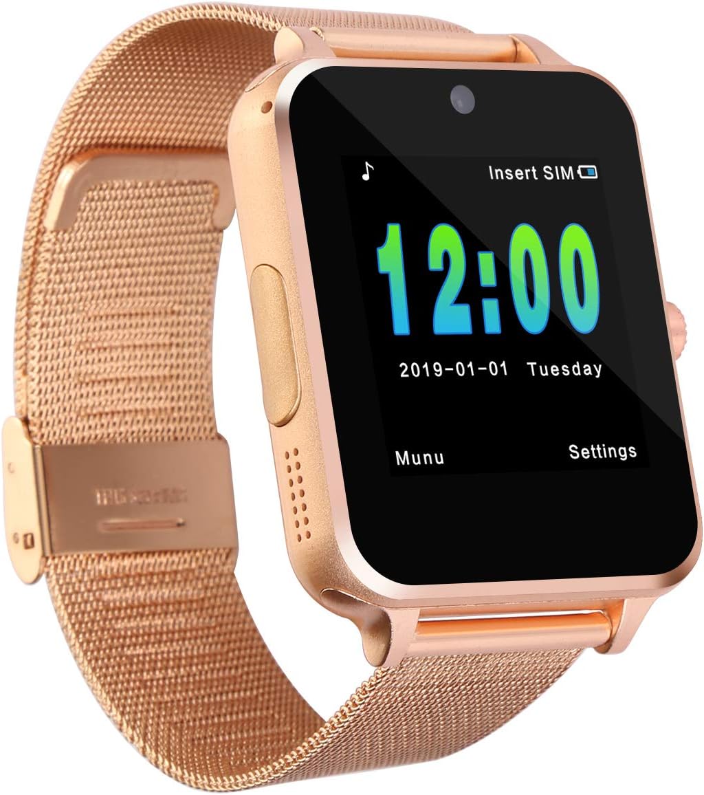 Bluetooth Smartwatches Touchscreen Smart Wrist Watch Smartwatch Phone Fitness Tracker with SIM SD Card Slot Camera Pedometer Compatible iOS iPhone Android Samsung for Men Women with Memory Card