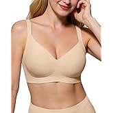 LUXMAY Wireless Comfortable Bra Seamless No Underwire Bras Full Coverage Push Up Women Wirefree Bras with Support