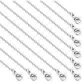 Cadikez 24PCS Stainless Steel Cable Chain Necklace Bulk, 2mm 18inch Stainless Steel Finished Flat Cable Link Chains for Necklace Jewelry Making