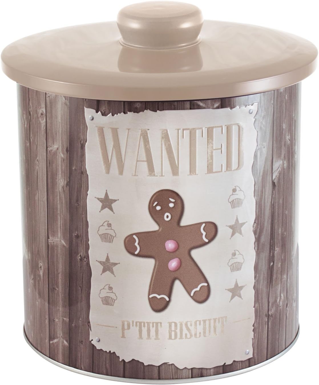 Virojanglor Relief 48031 Small Biscuit Tin with Lid Brown Airtight with