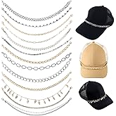 13pcs Trucker Hat Chains, Gold Silver Baseball Cap Brim Chain Detachable Trucker Hat Chains DIY Cap Brim Decoration Jewelry Accessories for Women Men