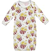 IHCVHQX Baby Girls Boys Sleeper Gown Popcorn Buckets Long Sleeve Nightgown for Newborn 0-12 Months