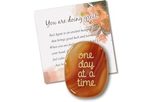 SOLICIEL One Day at A Time Agate Healing Crystal, Thinking of You Gifts for Him for Her Anxiety Relief Items You Got This Sobriety Gifts Inspirational for Best Friend for Women Men