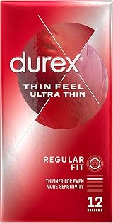 Durex Thin Feel Ultra Thin Condoms 12 Regular Teat Ended Latex Lube view 2