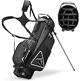 UNIHIMAL 14-Way Golf Stand Bag, Full Length Premium PU Leather Golf Bag with Plush Top, Magnetic Pocket, Dual Strap and Rain Cover for Men