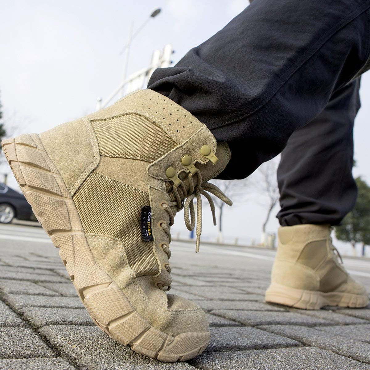 FREE SOLDIER Men's Tactical Boots 6 Inches Lightweight Breathable Military Boots for Hiking Work Boots: Sports & Outdoors