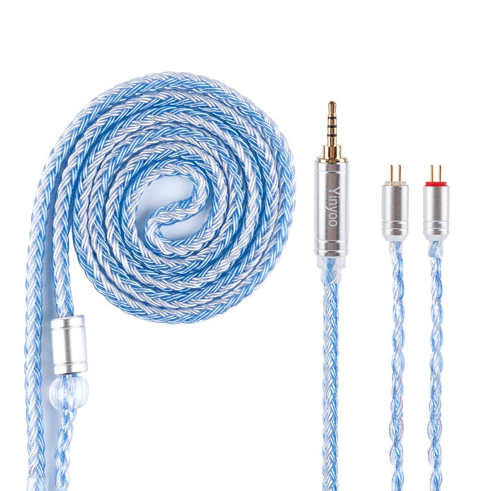 Yinyoo 16 Core Silver Plated Upgrade Cable 2Pin Balanced IEM Replacement Cable 2.5mm Plug KZ ZST ED16 TRN V90 CCA C10