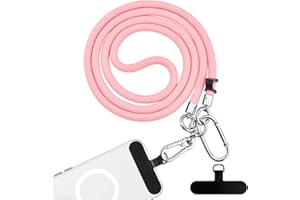 BFSD·DM Cell Phone Lanyard, Universal Crossbody Patch Phone Lanyards,Nylon Phone Lanyards for Around The Neck,Compatible with Most Smartphones(Pink,48in)