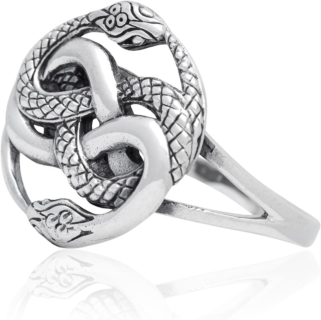 925 Sterling Silver Ouroboros Uroboros Serpent Snake Infinity Eating Tail Ring