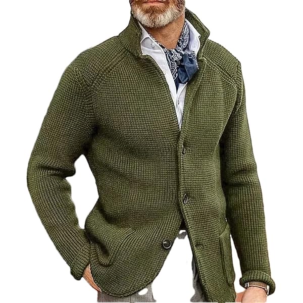Chaqueta De Punto Grueso Para Hombre – Cárdigan Abierto Con Cuello Chal Y Botones, Ideal Para Otoño Y Tiempo Libre