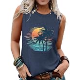 LUXVEER Sleeveless Tank Tops for Women 2026 Summer Casual Blouses Graphic Tees Loose Fit Crewneck Vacation Outfits Shirts