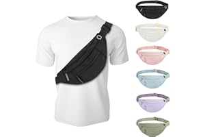 Viqueen Fashion Large Fanny Waist Pack Crossbody Belt Bag for Women and Men,Lightweight Bag with Zipper and Pockets,Water Resistant,Hands Free Phone Carrying,for Running,Sports(Black)