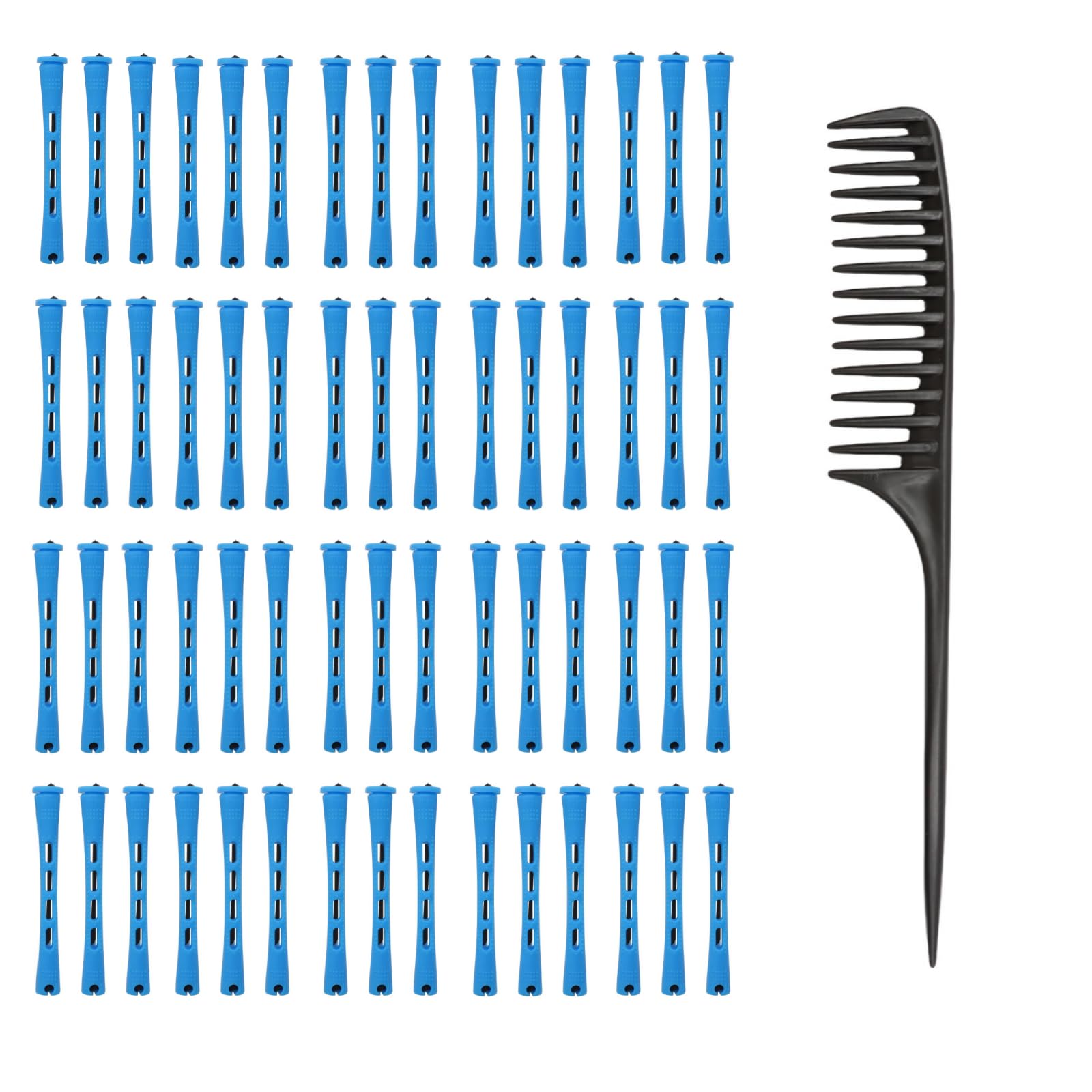 VEGCOO 60 Pieces Perm Kit, 0.35 Inch Small Size Hair Rollers with Comb, Cold Wave Perm Hair Rods for Short Hair Long Styling Tool for DIY