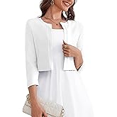 OmicGot Women's 3/4 Sleeve Open Front Knit Cropped Bolero Shrug Cardigan Sweater for Women S-XL