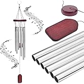 SYOWADA 37'' Six-Tube Redwood-Coloured Wind Chime, Aluminium Tube Wind Chime, Nordic Country Style, Suitable for Outdoor, Garden, Balcony Decoration and Gift Giving