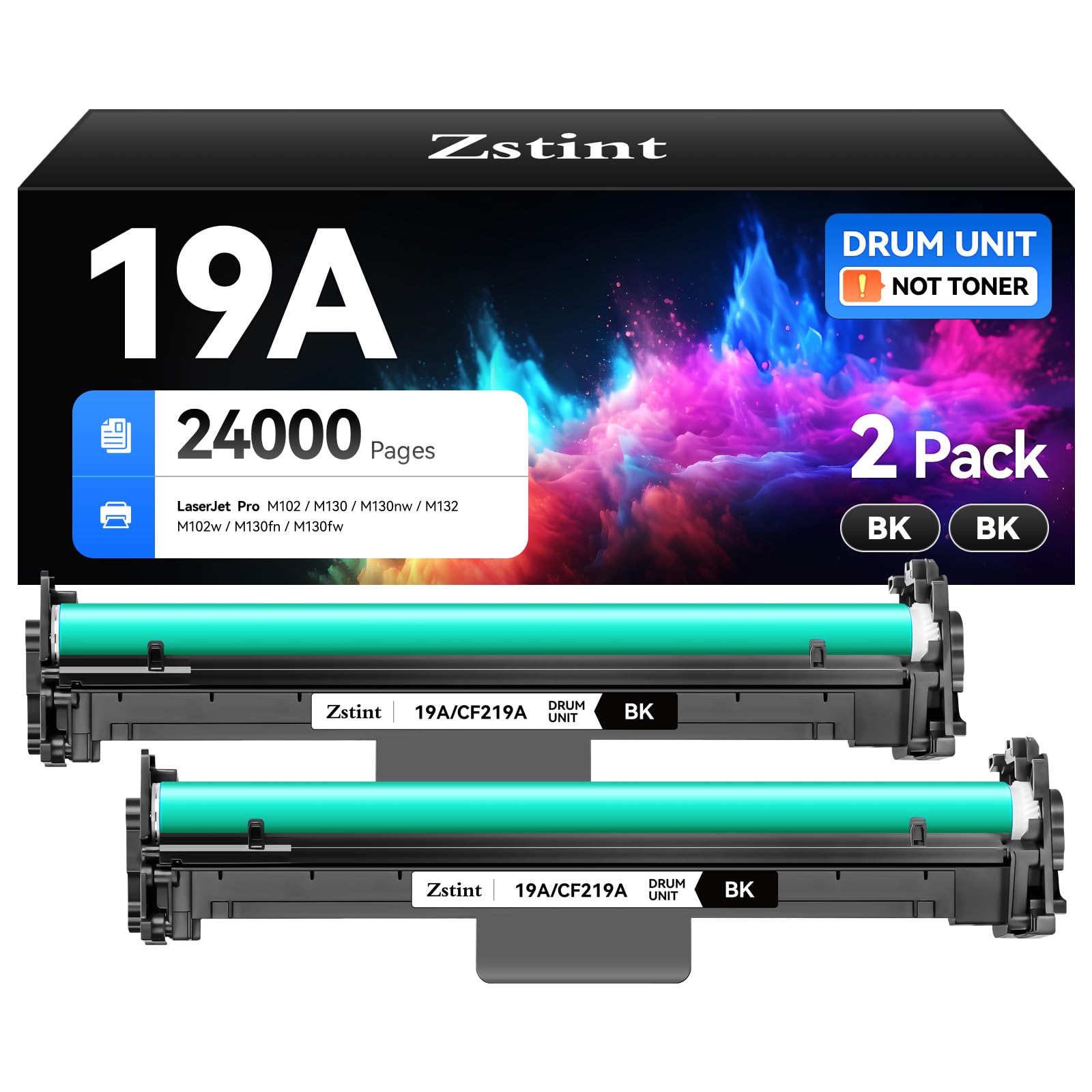 Photo 1 of 19A CF219A Drum Unit (Not Toner) Black 2-Pack High Yield Replacement for HP 19A CF219A Imaging Drum Compatible with HP LaserJet Pro MFP M130fn M130fw M130nw M130a M102w M102a M130 M102 Series Printer