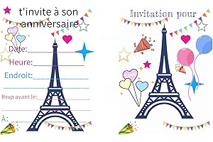 15 cartes d’invitation fête enfant en français avec enveloppe,Carte invitation anniversaire,Uniquely Designed Birthday Invita