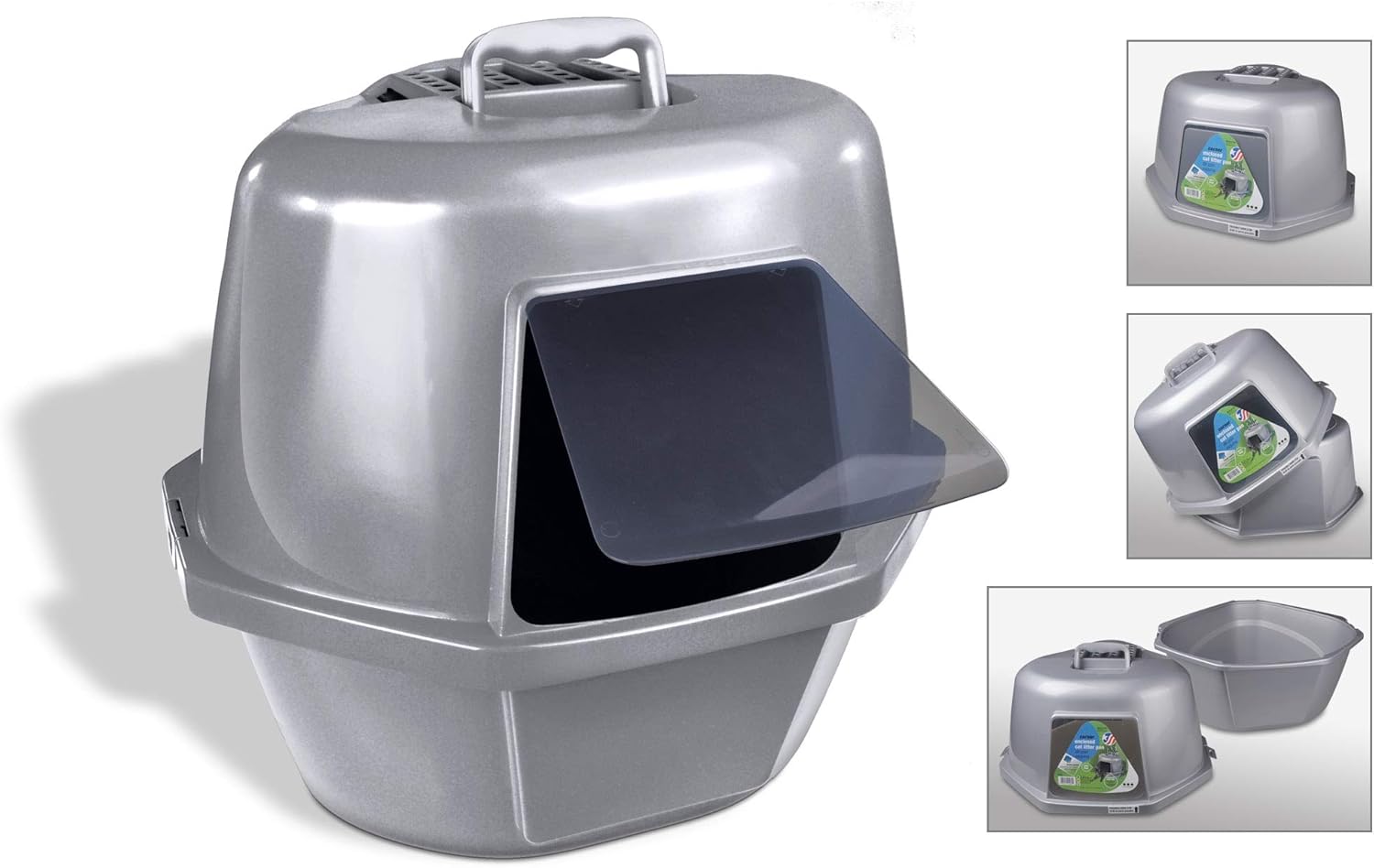 corner litter box with lid