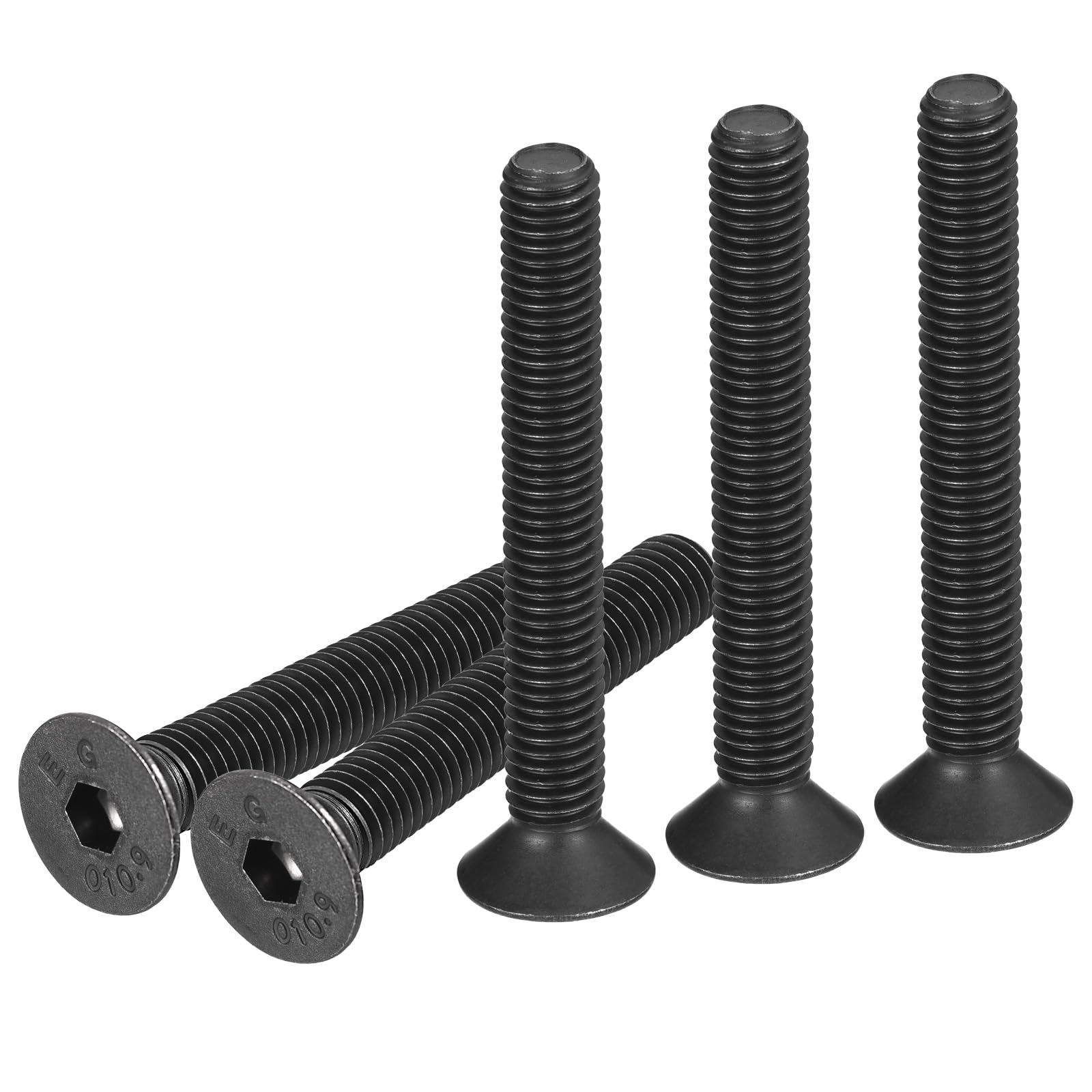 DTGN M8-1.25x60mm Flat Head Socket Cap Screws, 10 Pack Hex Socket Flat Head Screws Carbon Steel Black Oxide, Full Thread, Countersunk Bolts