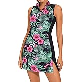 Viracy Tennis Dress Golf Dresses for Women with Shorts, Pockets Sleeveless Zip Up Stand Collar Lightweight Athletic Dress
