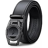VANNANBA Mens Belts for Jeans, Designer Belts with Gorgeous Buckle Black Gold for Daily Dress