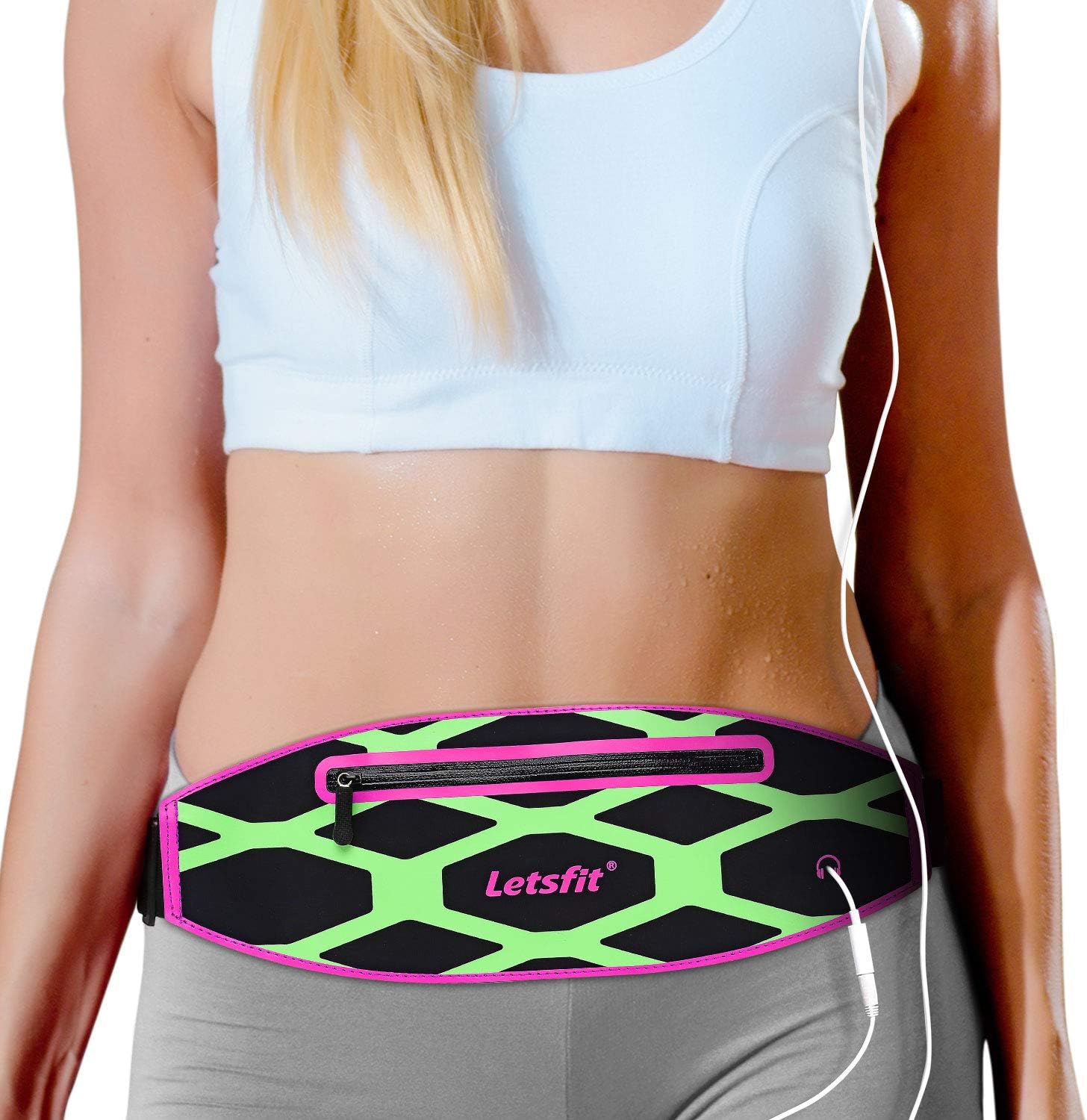 Letsfit Running Belt, Water Resistant Running Waist Pack for Running Hiking Cycling Climbing, Adjustable Running Pouch Belt for Smart Phone XR XS MAX 8+ 7+ 6+ 6s+